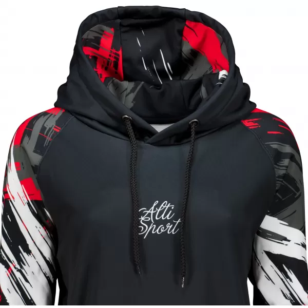  Hanorac prelungit funcțional pentru femei premium ALTISPORT VOJ/ALW039MI03 NEGRU/ROSU 