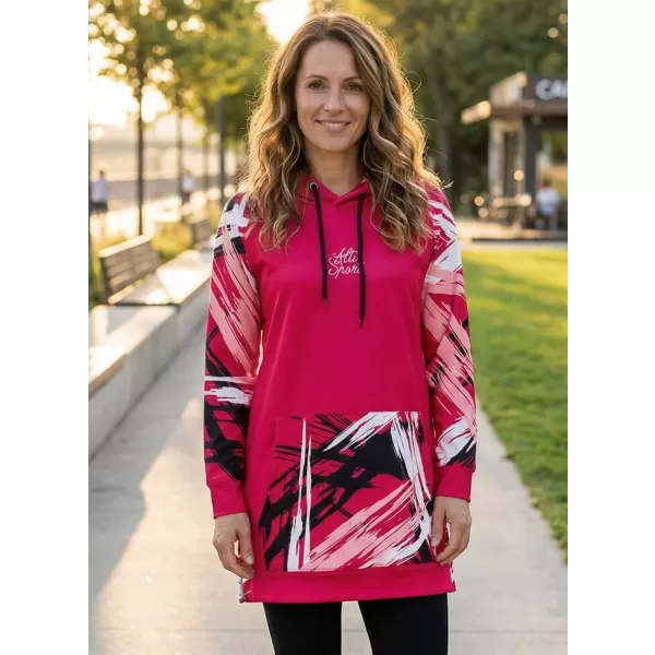  Hanorac prelungit funcțional pentru femei premium ALTISPORT VOJ/ALW039MI03 VIVA MAGENTA 