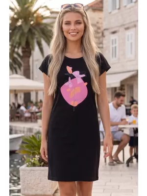 Tricou/rochie extinsă pentru femei ALTISPORT ALW187178 NEGRU -PINK