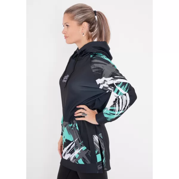  Hanorac prelungit funcțional pentru femei premium ALTISPORT VOJ/ALW039MI03 NEGRU/TURCOAZ 