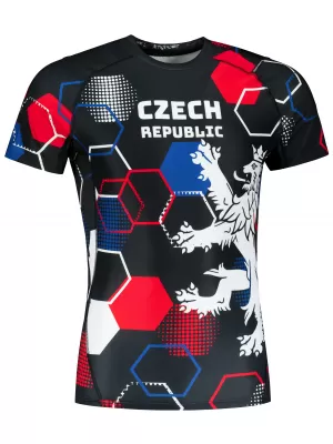 Cămașă funcțională de compresie pentru bărbați cu mâneci scurte premium ALTISPORT VOJ/ALM036TR04 HEXA NEGRU