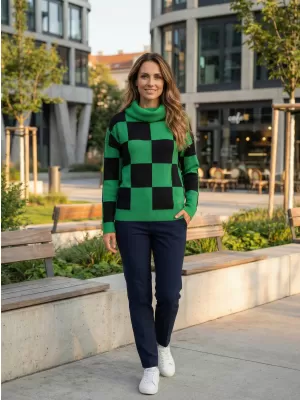 Pulover de dama ALTISPORT DELLA NEGRU/VERDE