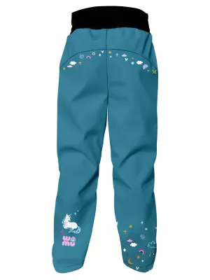 Pantaloni de softshell pentru bebeluși WAMU JEDNOROŽCI ALBASTRU