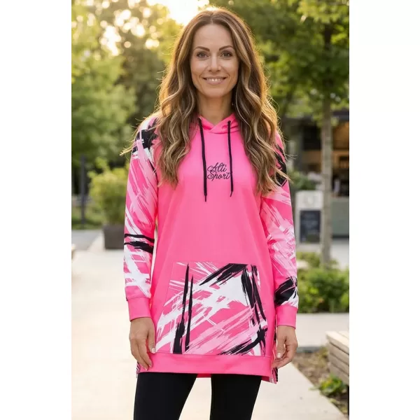  Hanorac prelungit funcțional pentru femei premium ALTISPORT VOJ/ALW039MI03 ROZ FLUO 