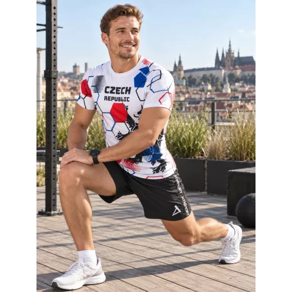 Cămașă funcțională de compresie pentru bărbați cu mâneci scurte premium ALTISPORT VOJ/ALM036TR04 HEXA ALB 