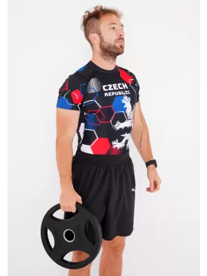 Cămașă funcțională de compresie pentru bărbați cu mâneci scurte premium ALTISPORT VOJ/ALM036TR04 HEXA NEGRU