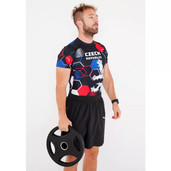  Cămașă funcțională de compresie pentru bărbați cu mâneci scurte premium ALTISPORT VOJ/ALM036TR04 HEXA NEGRU 