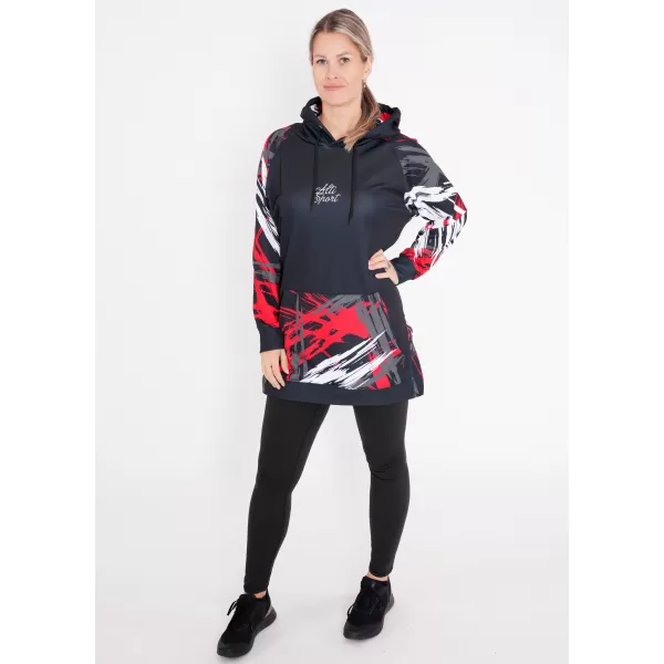  Hanorac prelungit funcțional pentru femei premium ALTISPORT VOJ/ALW039MI03 NEGRU/ROSU 