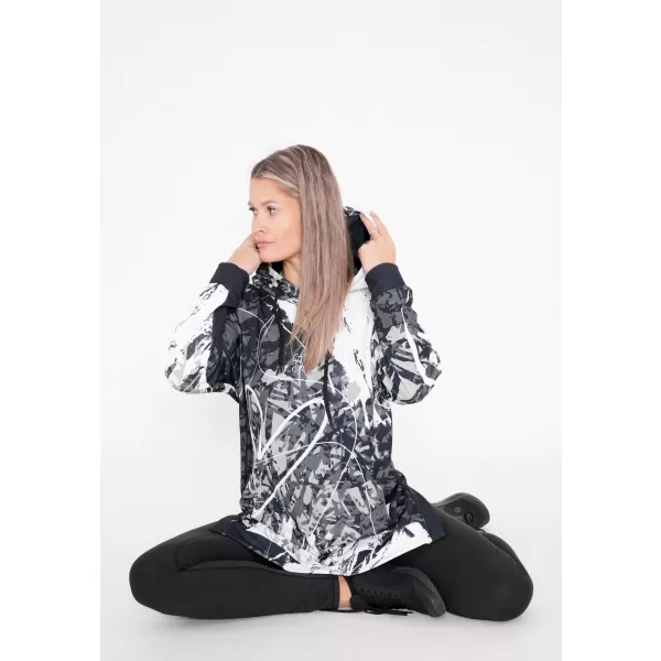  Hanorac prelungit funcțional pentru femei premium ALTISPORT VOJ/ALW018MI03 ALB-NEGRU 