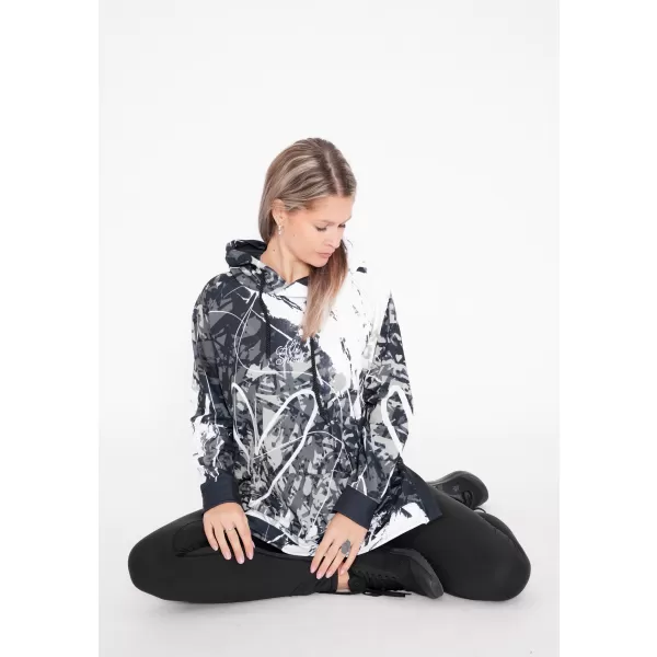  Hanorac prelungit funcțional pentru femei premium ALTISPORT VOJ/ALW018MI03 ALB-NEGRU 