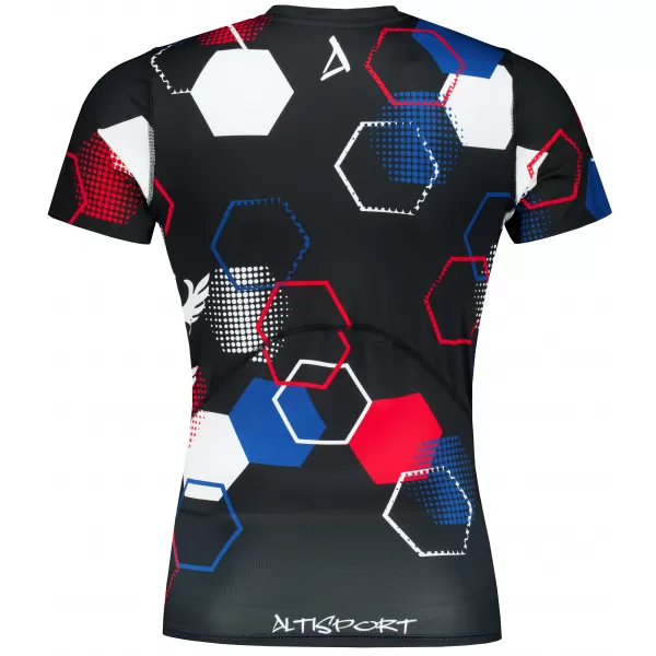  Cămașă funcțională de compresie pentru bărbați cu mâneci scurte premium ALTISPORT VOJ/ALM036TR04 HEXA NEGRU 