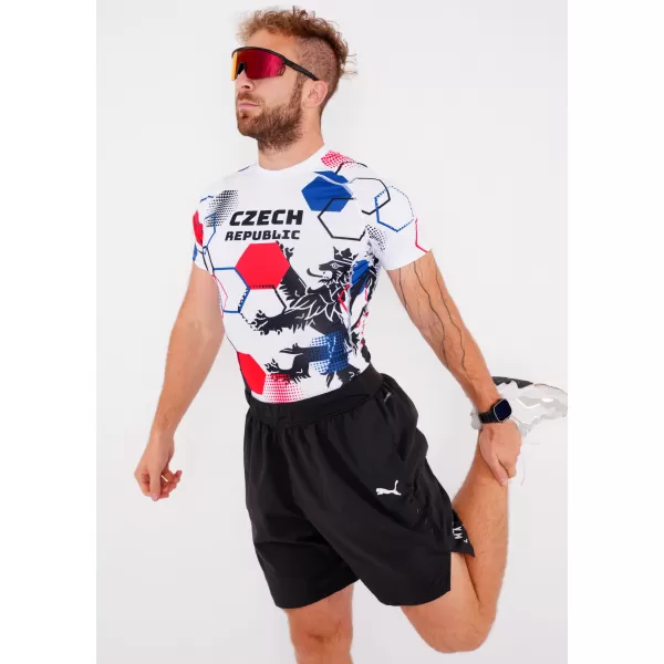  Cămașă funcțională de compresie pentru bărbați cu mâneci scurte premium ALTISPORT VOJ/ALM036TR04 HEXA ALB 