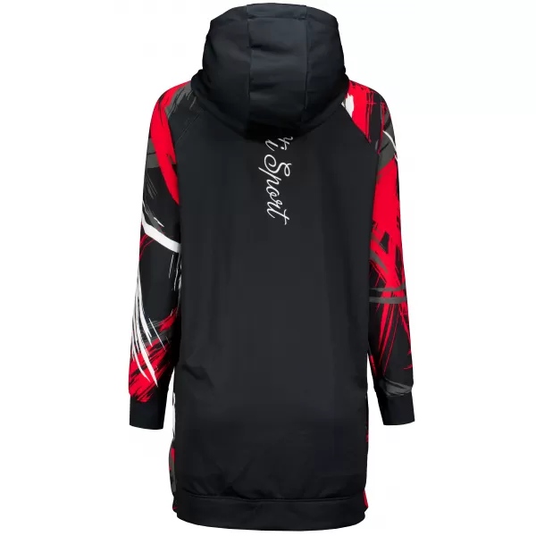  Hanorac prelungit funcțional pentru femei premium ALTISPORT VOJ/ALW039MI03 NEGRU/ROSU 