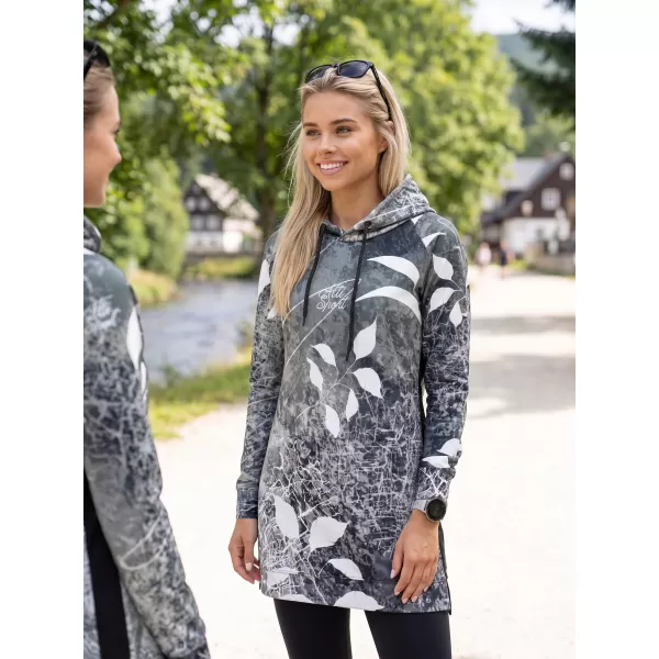  Hanorac prelungit funcțional pentru femei premium ALTISPORT VOJ/ALW020MI03 ALB-NEGRU 