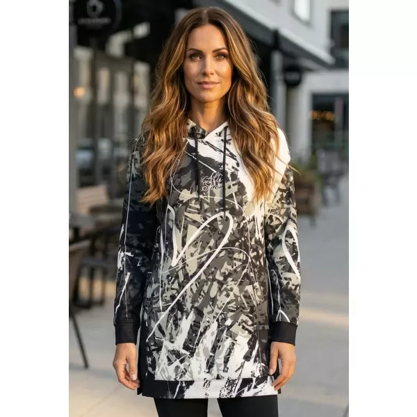  Hanorac prelungit funcțional pentru femei premium ALTISPORT VOJ/ALW018MI03 ALB-NEGRU 