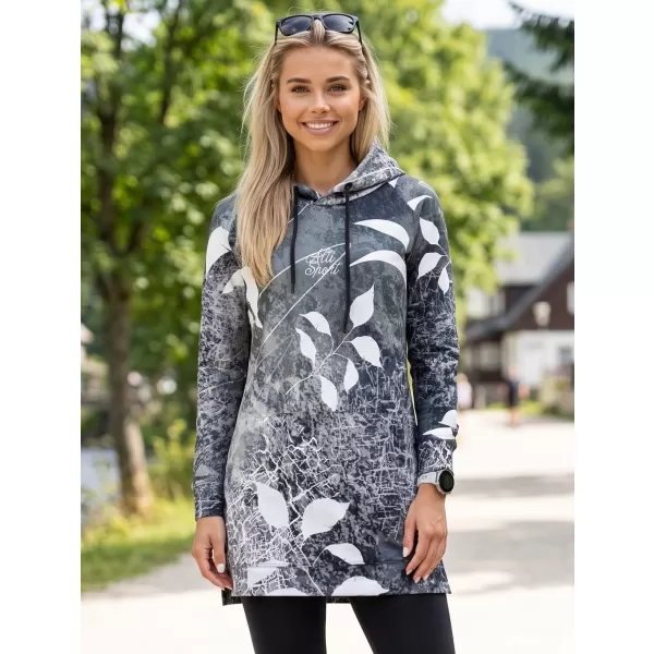  Hanorac prelungit funcțional pentru femei premium ALTISPORT VOJ/ALW020MI03 ALB-NEGRU 