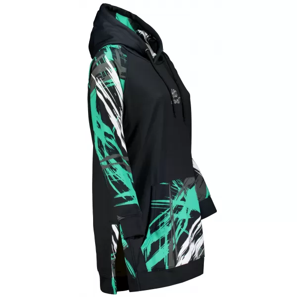  Hanorac prelungit funcțional pentru femei premium ALTISPORT VOJ/ALW039MI03 NEGRU/TURCOAZ 