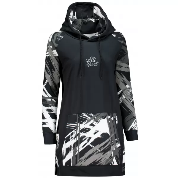  Hanorac prelungit funcțional pentru femei premium ALTISPORT VOJ/ALW039MI03 NEGRU/ALB 