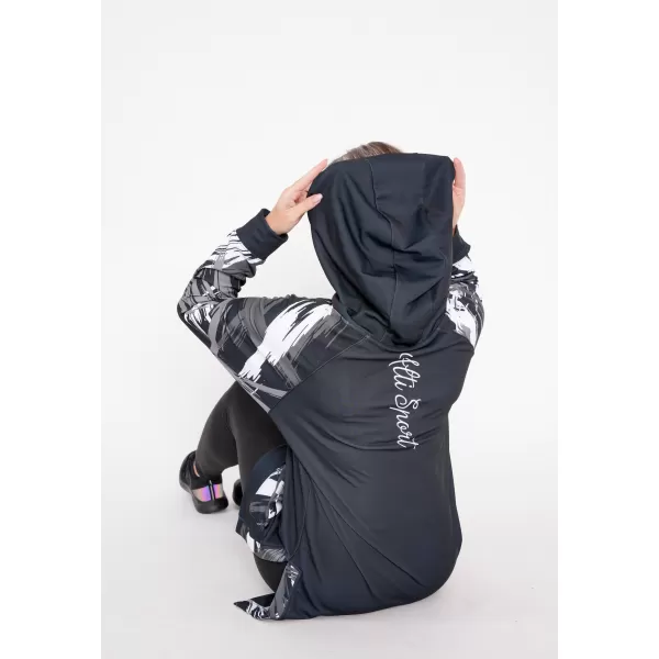  Hanorac prelungit funcțional pentru femei premium ALTISPORT VOJ/ALW039MI03 NEGRU/ALB 