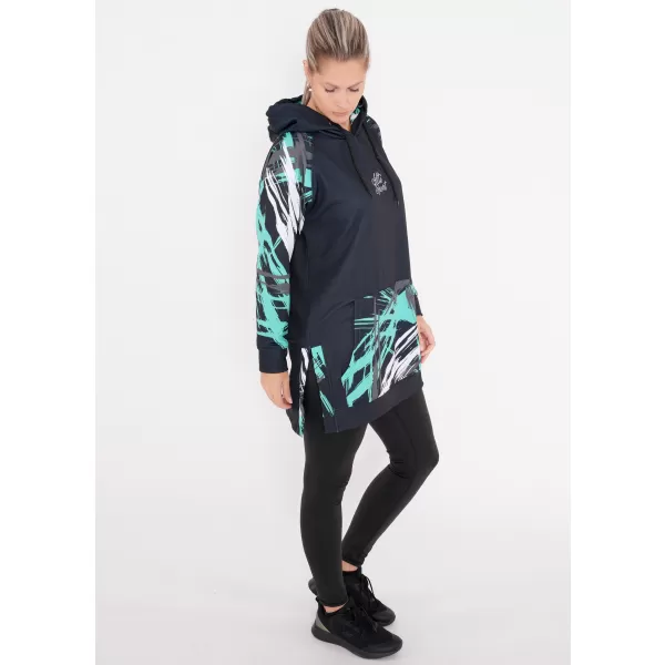  Hanorac prelungit funcțional pentru femei premium ALTISPORT VOJ/ALW039MI03 NEGRU/TURCOAZ 