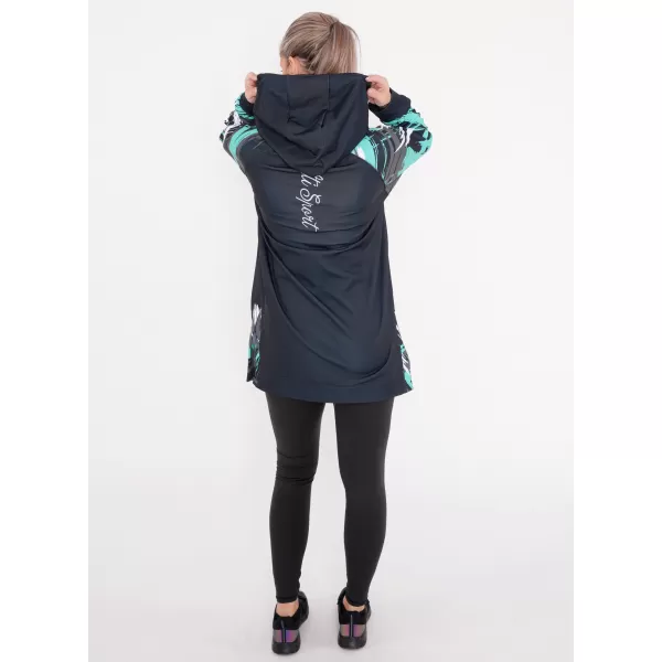  Hanorac prelungit funcțional pentru femei premium ALTISPORT VOJ/ALW039MI03 NEGRU/TURCOAZ 
