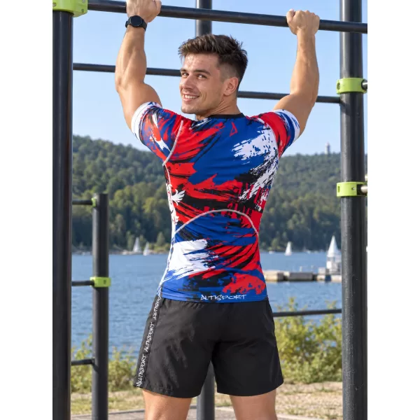  Cămașă funcțională de compresie pentru bărbați cu mâneci scurte premium ALTISPORT VOJ/ALM036TR04 CEH 