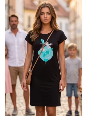 Tricou/rochie extinsă pentru femei ALTISPORT ALW187178 NEGRU -BLUE