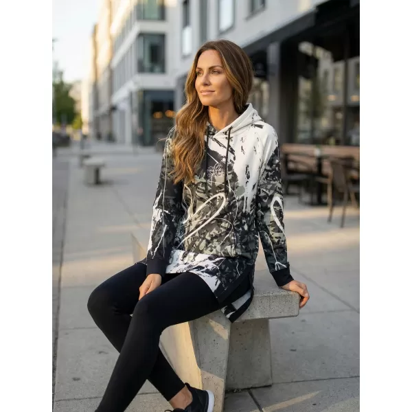  Hanorac prelungit funcțional pentru femei premium ALTISPORT VOJ/ALW018MI03 ALB-NEGRU 