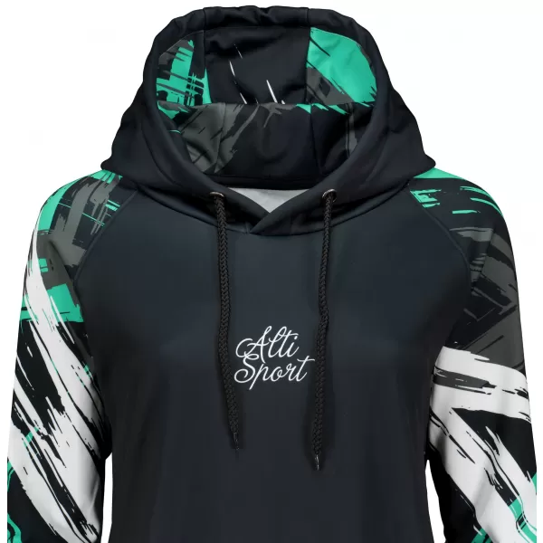  Hanorac prelungit funcțional pentru femei premium ALTISPORT VOJ/ALW039MI03 NEGRU/TURCOAZ 