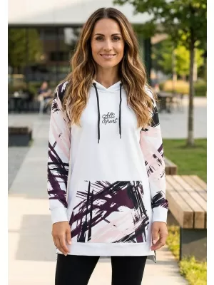 Hanorac prelungit funcțional pentru femei premium ALTISPORT VOJ/ALW039MI03 ALB