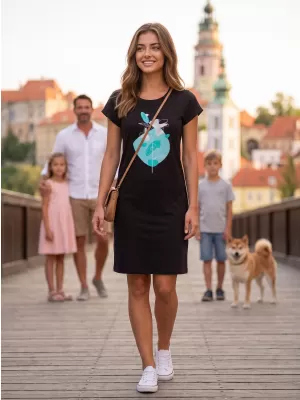 Tricou/rochie extinsă pentru femei ALTISPORT ALW187178 NEGRU -BLUE