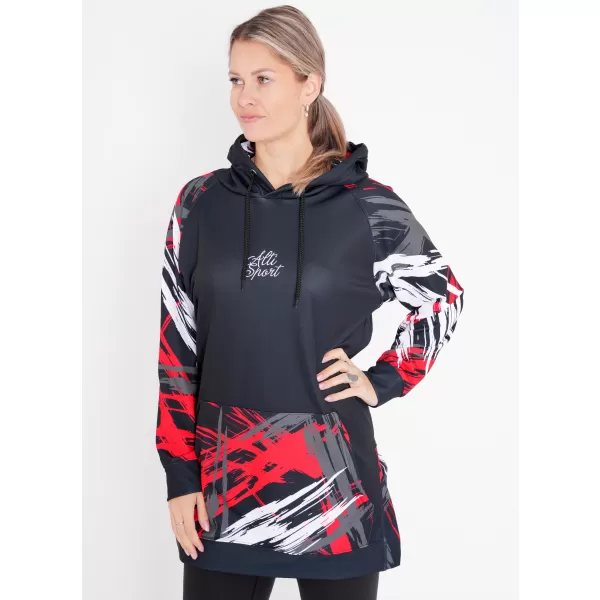  Hanorac prelungit funcțional pentru femei premium ALTISPORT VOJ/ALW039MI03 NEGRU/ROSU 