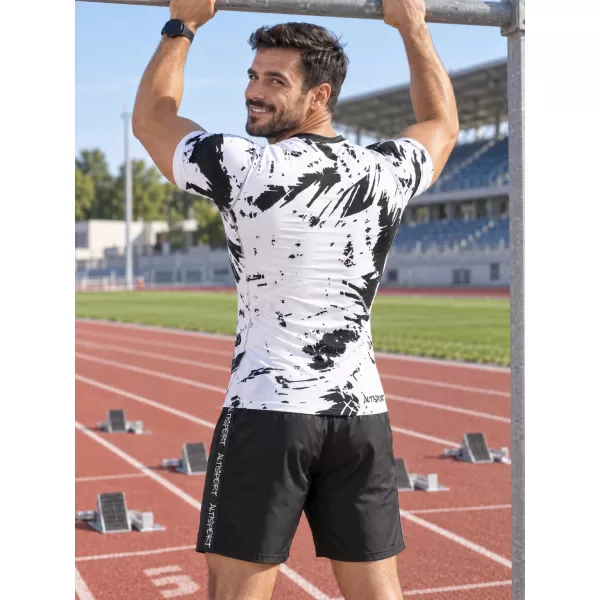  Cămașă funcțională de compresie pentru bărbați cu mâneci scurte premium ALTISPORT VOJ/ALM036TR04 ABSTRACTIZARE 
