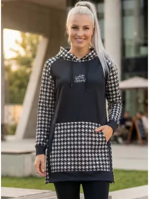 Hanorac prelungit funcțional pentru femei premium ALTISPORT VOJ/ALW048MI03 ALB-NEGRU