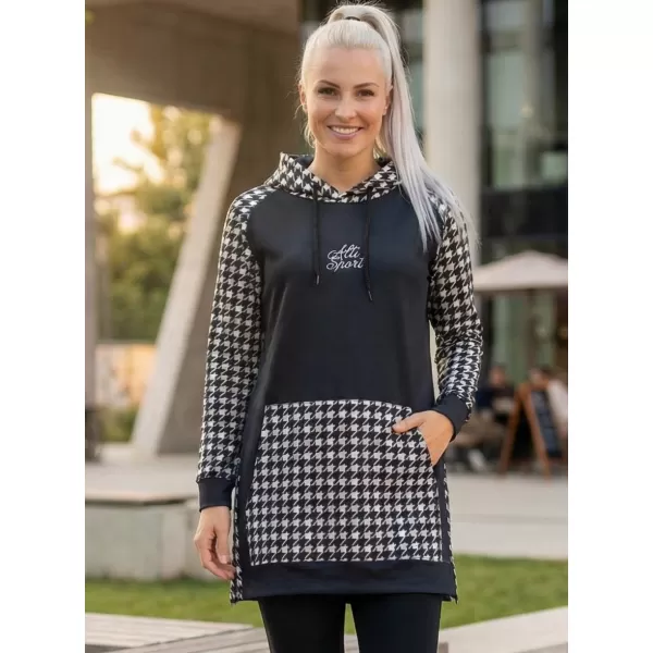  Hanorac prelungit funcțional pentru femei premium ALTISPORT VOJ/ALW048MI03 ALB-NEGRU 