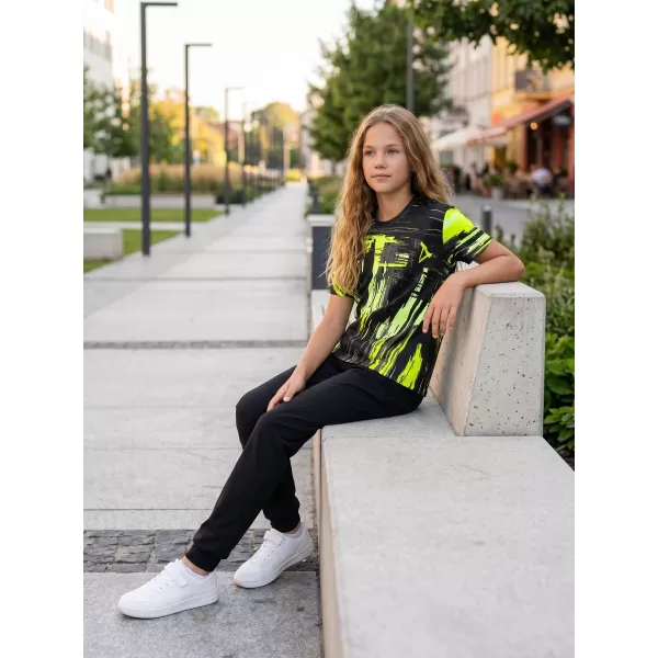  Tricou funcțional premium pentru copii ALTISPORT VOJ/ALK010TR01 NEGRU SI GALBEN 
