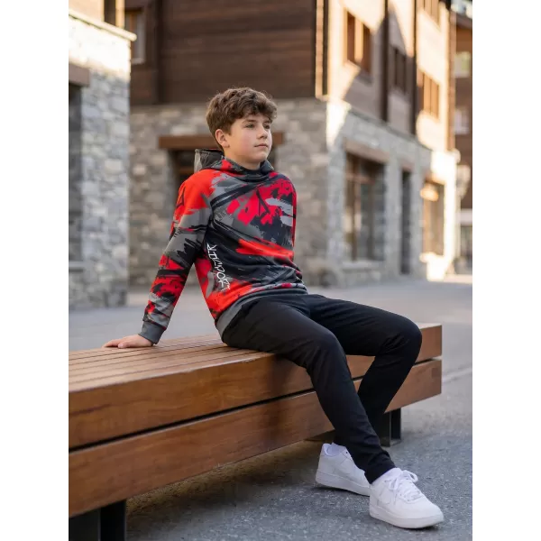  Hanorac funcțional premium pentru copii ALTISPORT VOJ/ALK014MI01 NEGRU/ROSU 