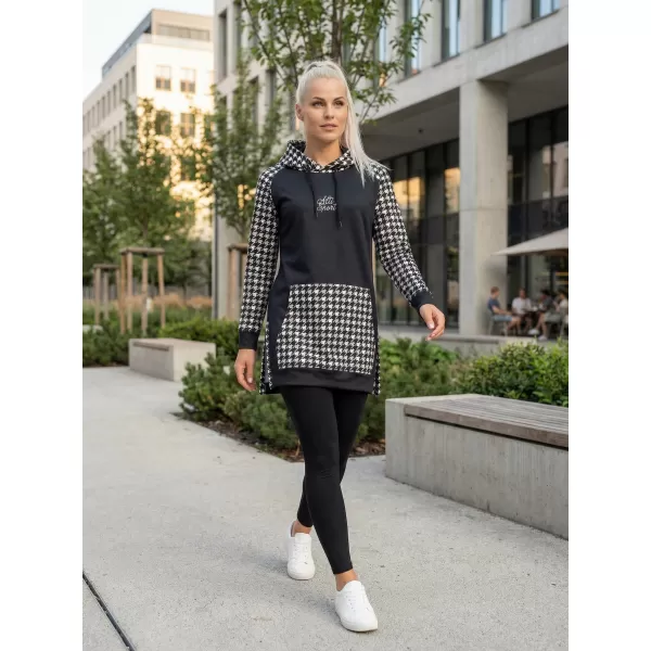  Hanorac prelungit funcțional pentru femei premium ALTISPORT VOJ/ALW048MI03 ALB-NEGRU 
