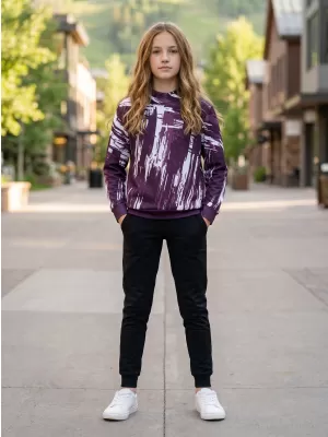 Hanorac funcțional premium pentru copii ALTISPORT VOJ/ALK010MI01 VIOLET/ALB