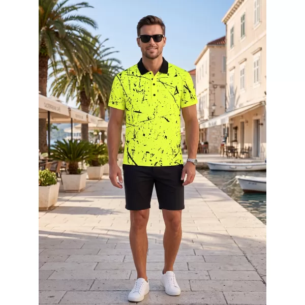  Tricou funcțional pentru bărbați cu guler premium ALTISPORT VOJ/ALM034TR05 GALBEN NEON 