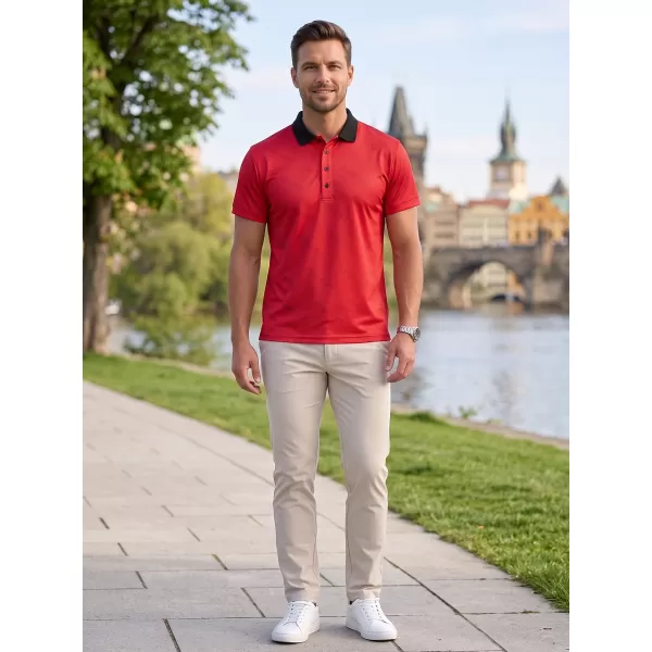  Tricou funcțional pentru bărbați cu guler premium ALTISPORT VOJ/ALM050TR05 ROŞU 