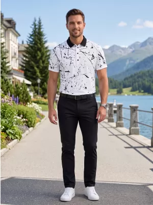 Tricou funcțional pentru bărbați cu guler premium ALTISPORT VOJ/ALM034TR05 ALB