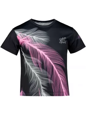 Tricou funcțional premium pentru copii ALTISPORT VOJ/ALK001TR01 NEGRU/ROZ DESCHIS