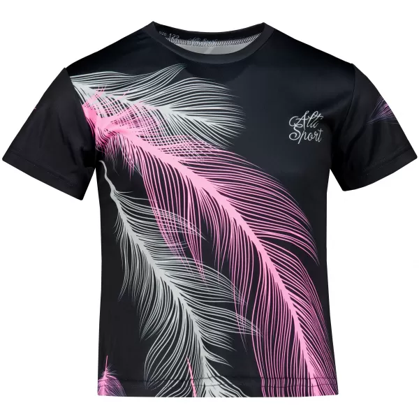  Tricou funcțional premium pentru copii ALTISPORT VOJ/ALK001TR01 NEGRU/ROZ DESCHIS 