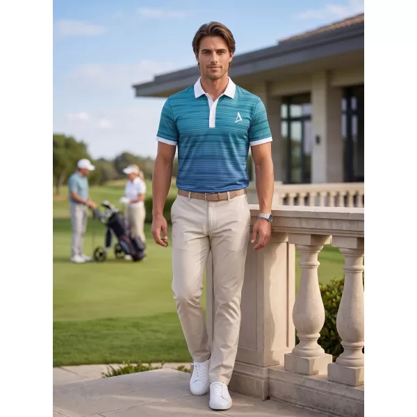  Tricou funcțional pentru bărbați cu guler premium ALTISPORT VOJ/ALM031TR05 SMARALD/ALBASTRU 