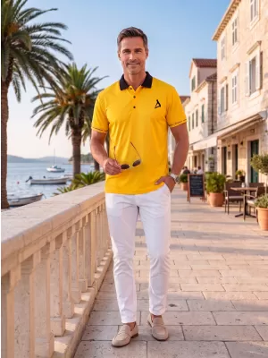 Tricou funcțional pentru bărbați cu guler premium ALTISPORT VOJ/ALM000TR05 PORTOCALE