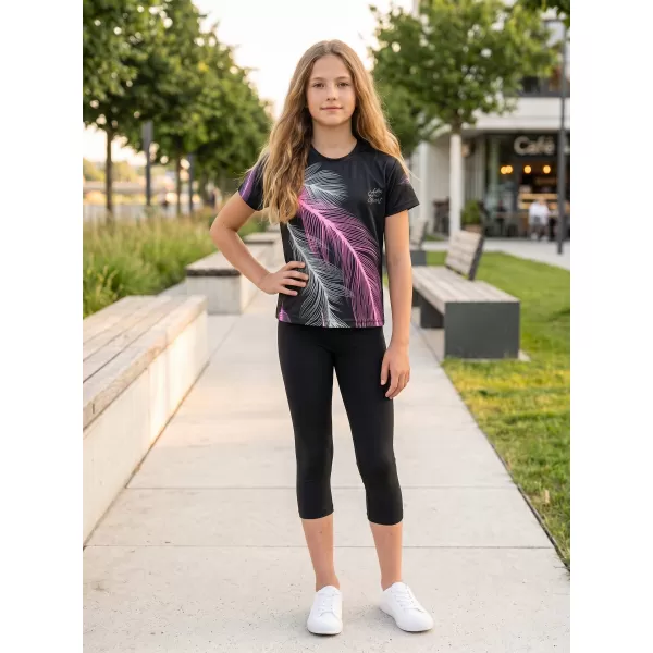  Tricou funcțional premium pentru copii ALTISPORT VOJ/ALK001TR01 NEGRU/ROZ DESCHIS 