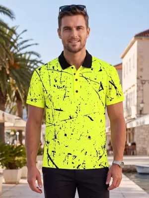 Tricou funcțional pentru bărbați cu guler premium ALTISPORT VOJ/ALM034TR05 GALBEN NEON