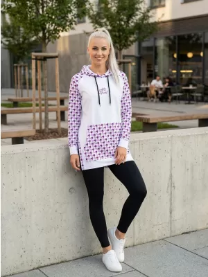Hanorac prelungit funcțional pentru femei premium ALTISPORT VOJ/ALW048MI03 ALB/VIOLET