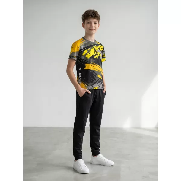  Tricou funcțional premium pentru copii ALTISPORT VOJ/ALK014TR01 NEGRU SI GALBEN 